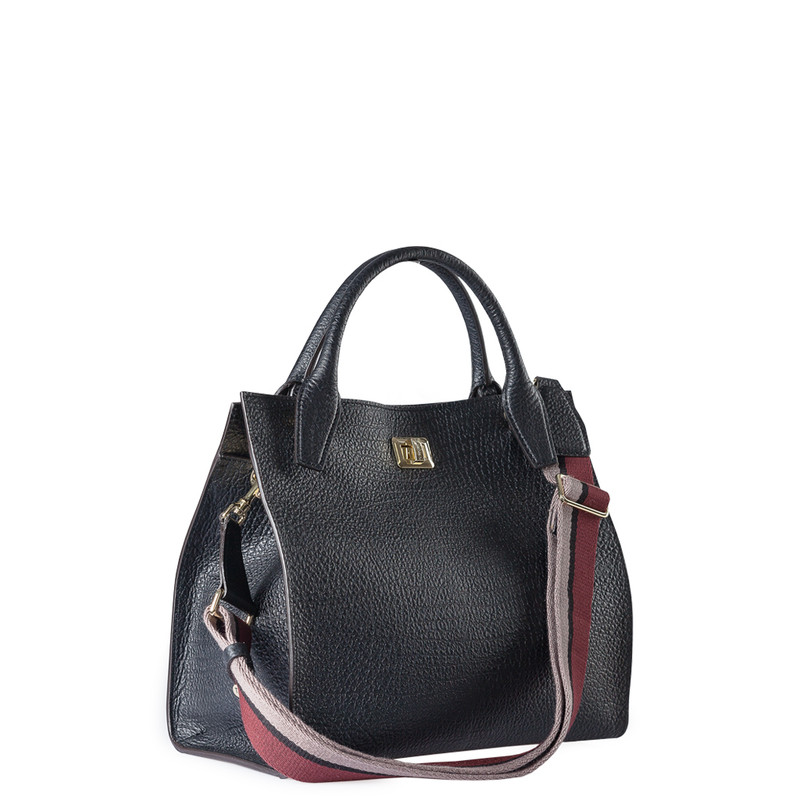 Black Naples Bag with Removable Tracolla Strap | TJ COLLECTION